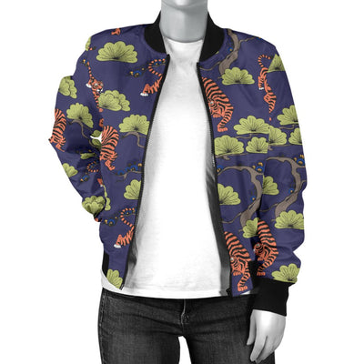 Tiger Pattern Japan Style Women Casual Bomber Jacket