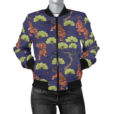 Tiger Pattern Japan Style Women Casual Bomber Jacket