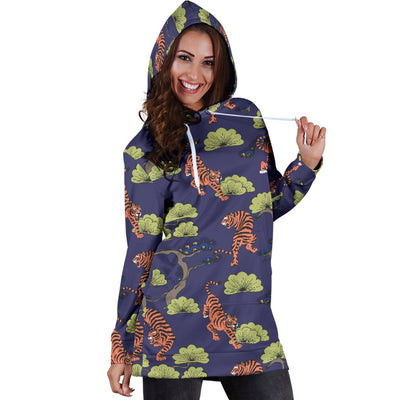 Tiger Pattern Japan Style Women Hoodie Dress