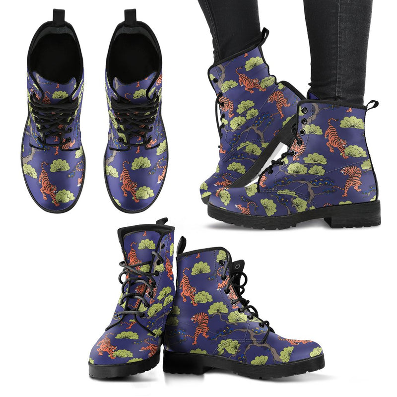 Tiger Pattern Japan Style Women Leather Boots
