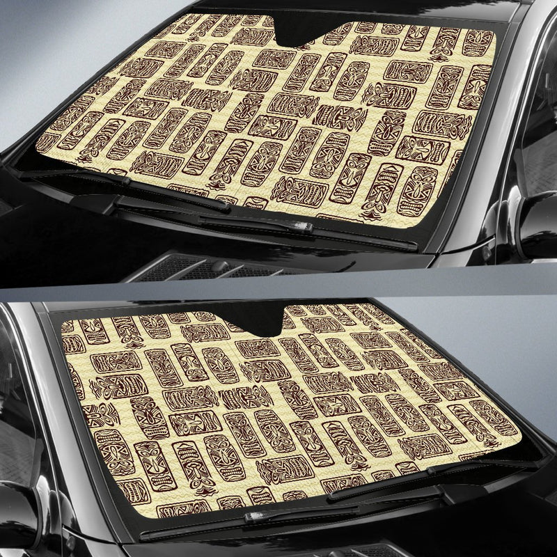 Tiki Brown Mask Print Car Sun Shade-JorJune