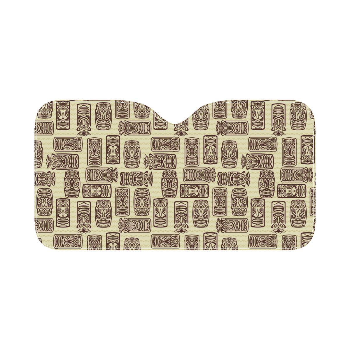 Tiki Brown Mask Print Car Sun Shade-JorJune