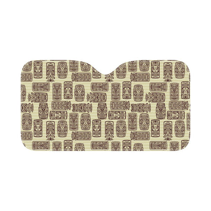 Tiki Brown Mask Print Car Sun Shade-JorJune