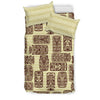 Hawaiian Polynesian Tiki Print Pattern Duvet Cover Bedding Set