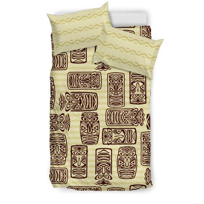 Hawaiian Polynesian Tiki Print Pattern Duvet Cover Bedding Set