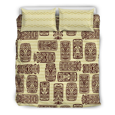 Hawaiian Polynesian Tiki Print Pattern Duvet Cover Bedding Set