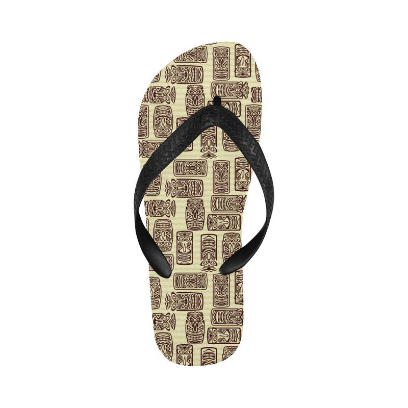 Tiki Brown Mask Print Flip Flops-JorJune