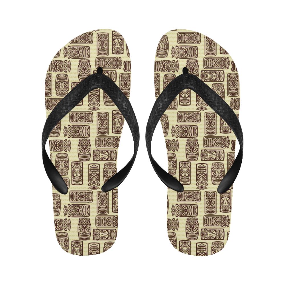 Tiki Brown Mask Print Flip Flops-JorJune