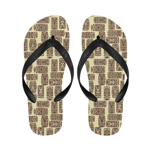 Tiki Brown Mask Print Flip Flops-JorJune
