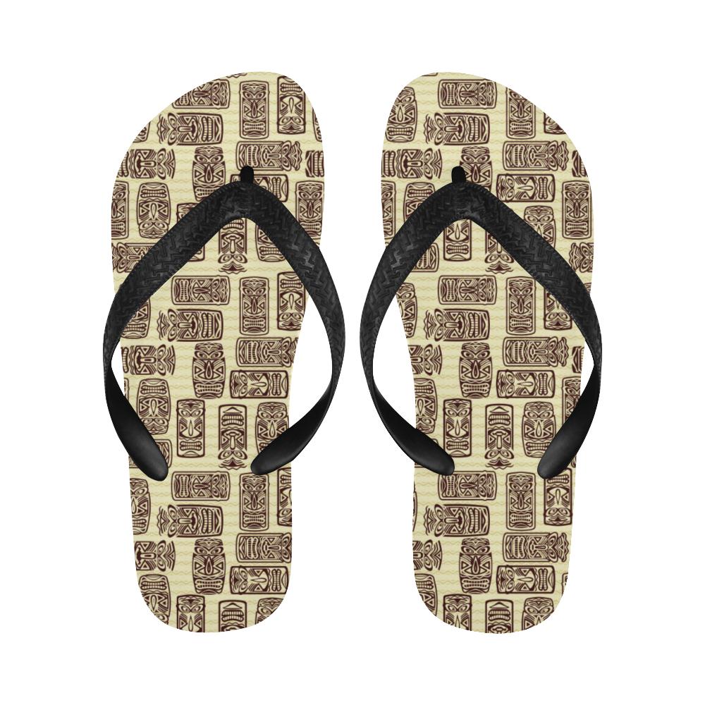 Tiki Brown Mask Print Flip Flops-JorJune