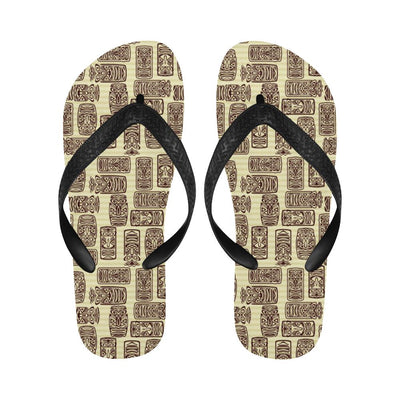 Tiki Brown Mask Print Flip Flops-JorJune