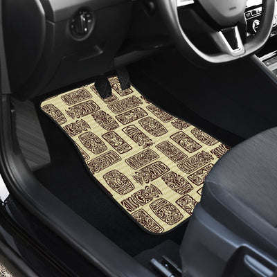 Tiki Brown Mask Print Front and Back Car Floor Mats