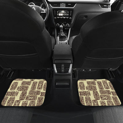 Tiki Brown Mask Print Front and Back Car Floor Mats