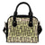 Tiki Brown Mask Print Leather Shoulder Handbag