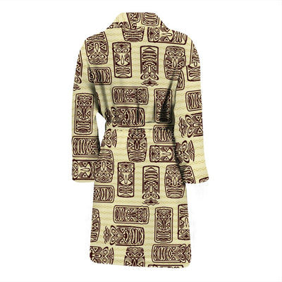 Tiki Brown Mask Print Men Bath Robe