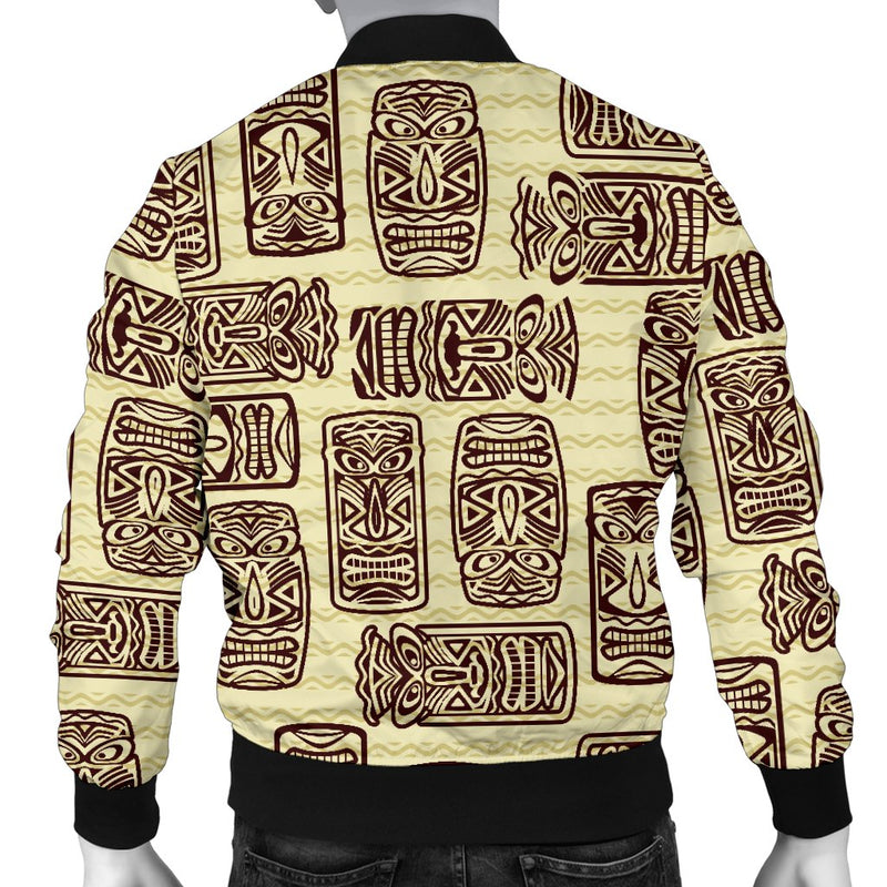 Tiki Brown Mask Print Men Casual Bomber Jacket