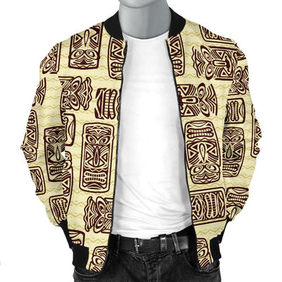 Tiki Brown Mask Print Men Casual Bomber Jacket