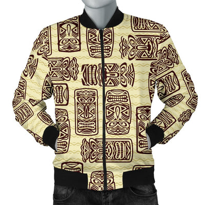 Tiki Brown Mask Print Men Casual Bomber Jacket