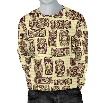 Tiki Brown Mask Print Men Crewneck Sweatshirt