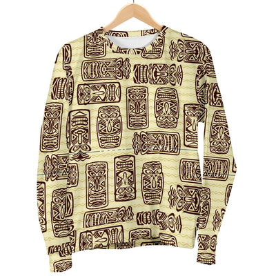 Tiki Brown Mask Print Men Crewneck Sweatshirt