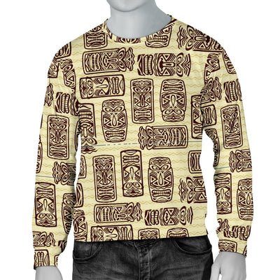 Tiki Brown Mask Print Men Crewneck Sweatshirt