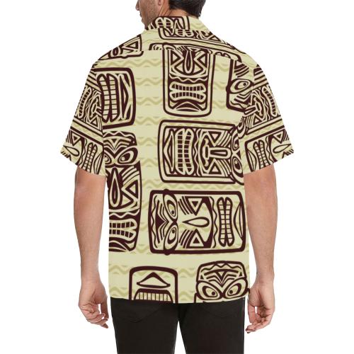 Tiki Brown Mask Print Men Hawaiian Shirt