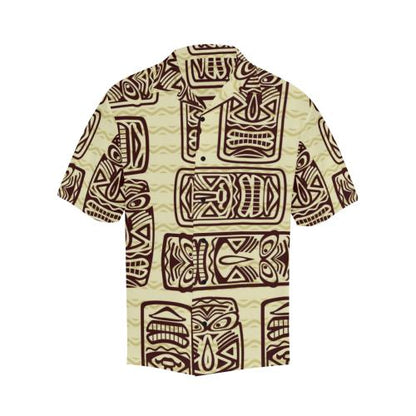 Tiki Brown Mask Print Men Hawaiian Shirt