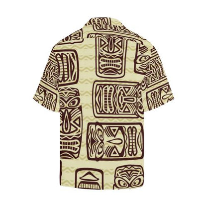 Tiki Brown Mask Print Men Hawaiian Shirt