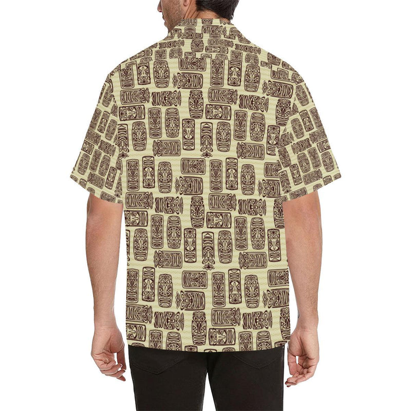 Tiki Brown Mask Print Men Hawaiian Shirt-JorJune