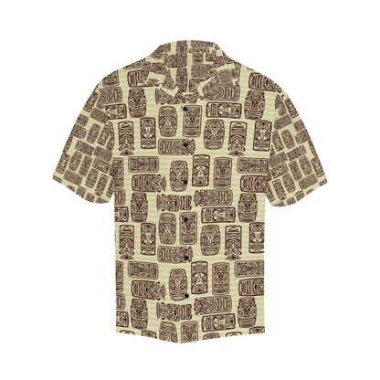 Tiki Brown Mask Print Men Hawaiian Shirt-JorJune