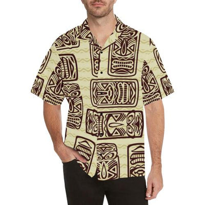 Tiki Brown Mask Print Men Hawaiian Shirt