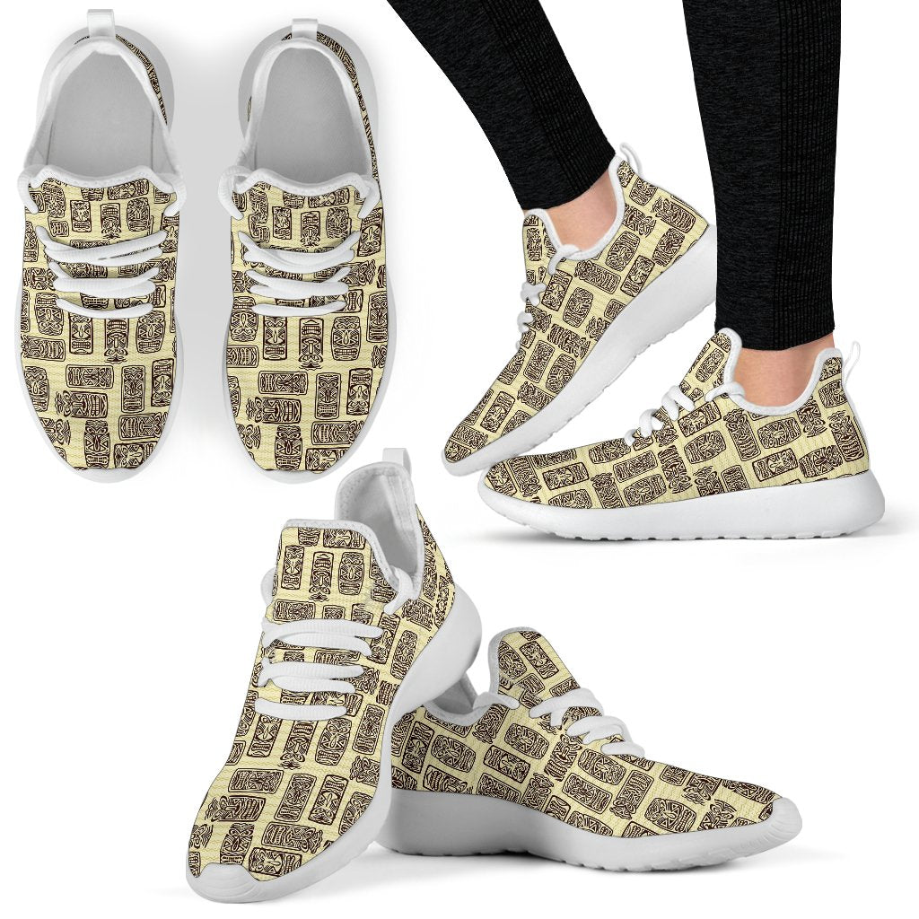 Tiki Brown Mask Print Mesh Knit Sneakers Shoes