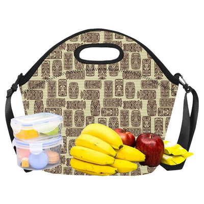 Tiki Brown Mask Print Neoprene Lunch Bag-JorJune