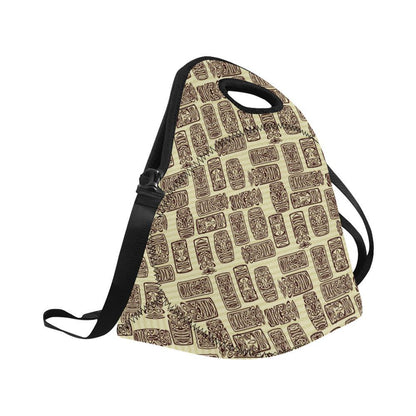 Tiki Brown Mask Print Neoprene Lunch Bag-JorJune