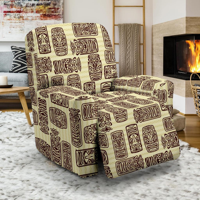 Tiki Brown Mask Print Recliner Slipcover-JORJUNE.COM