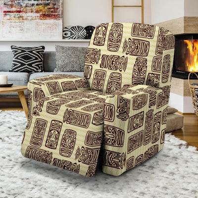 Tiki Brown Mask Print Recliner Slipcover-JORJUNE.COM