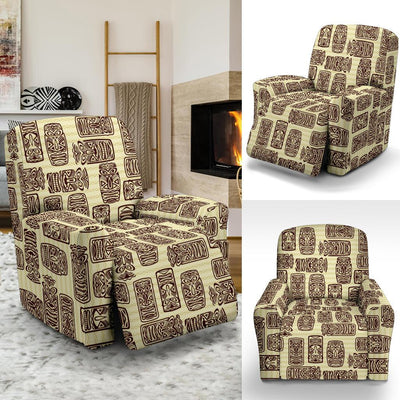 Tiki Brown Mask Print Recliner Slipcover-JORJUNE.COM