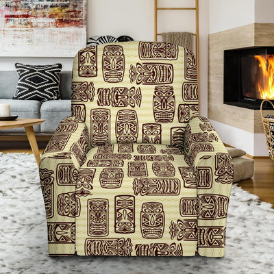 Tiki Brown Mask Print Recliner Slipcover-JORJUNE.COM