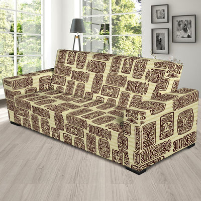 Tiki Brown Mask Print Sofa Slipcover-JORJUNE.COM