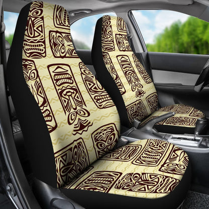 Hawaiian Polynesian Tiki Print Pattern Universal Fit Car Seat Covers