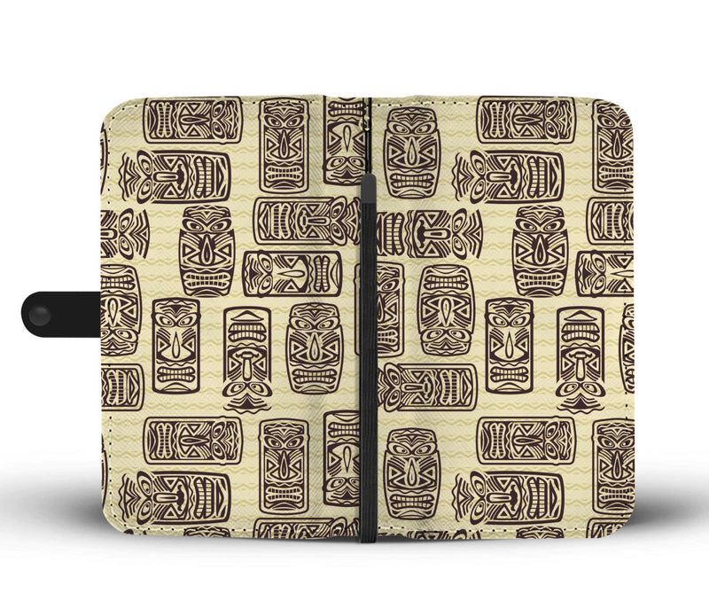 Hawaiian Polynesian Tiki Print Pattern Wallet Phone Case