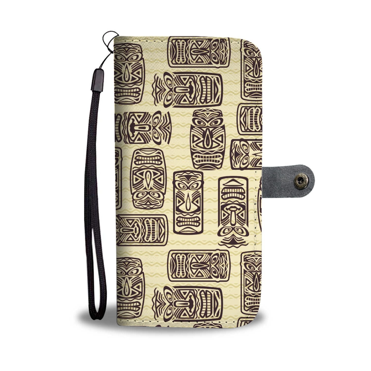 Hawaiian Polynesian Tiki Print Pattern Wallet Phone Case