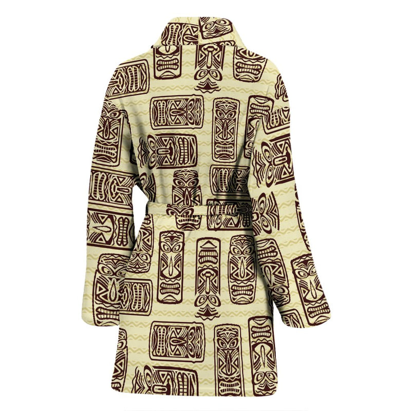 Tiki Brown Mask Print Women Bath Robe