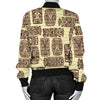 Tiki Brown Mask Print Women Casual Bomber Jacket