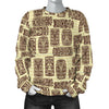 Tiki Brown Mask Print Women Crewneck Sweatshirt