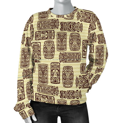 Tiki Brown Mask Print Women Crewneck Sweatshirt