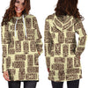 Tiki Brown Mask Print Women Hoodie Dress