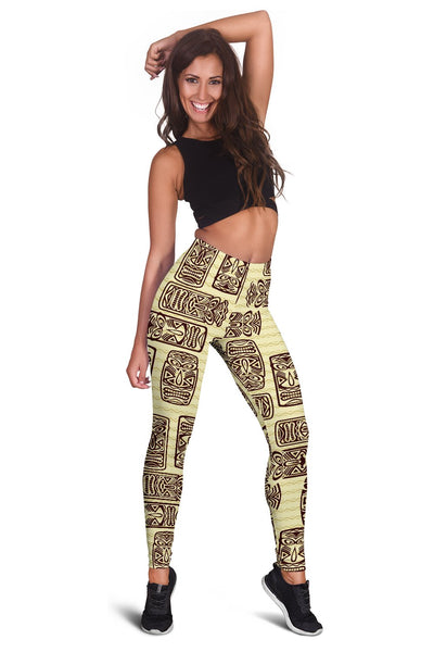 Tiki Brown Mask Print Women Leggings