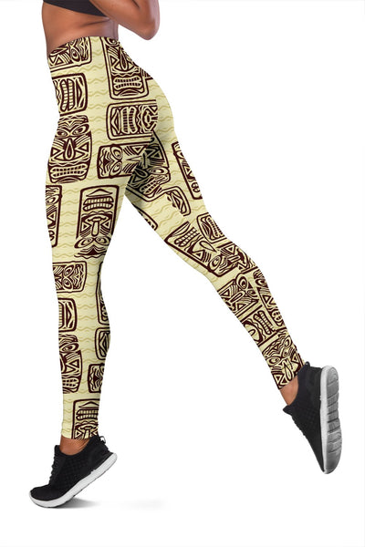 Tiki Brown Mask Print Women Leggings