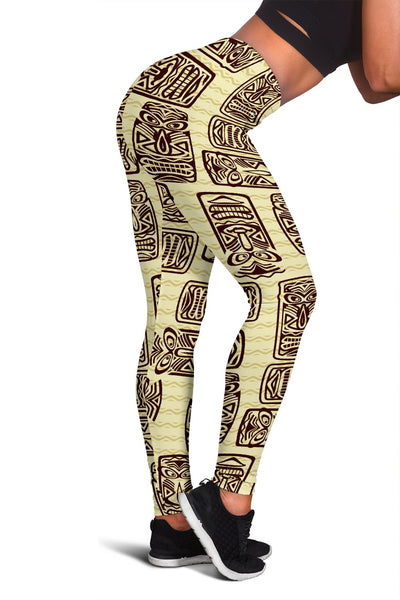 Tiki Brown Mask Print Women Leggings